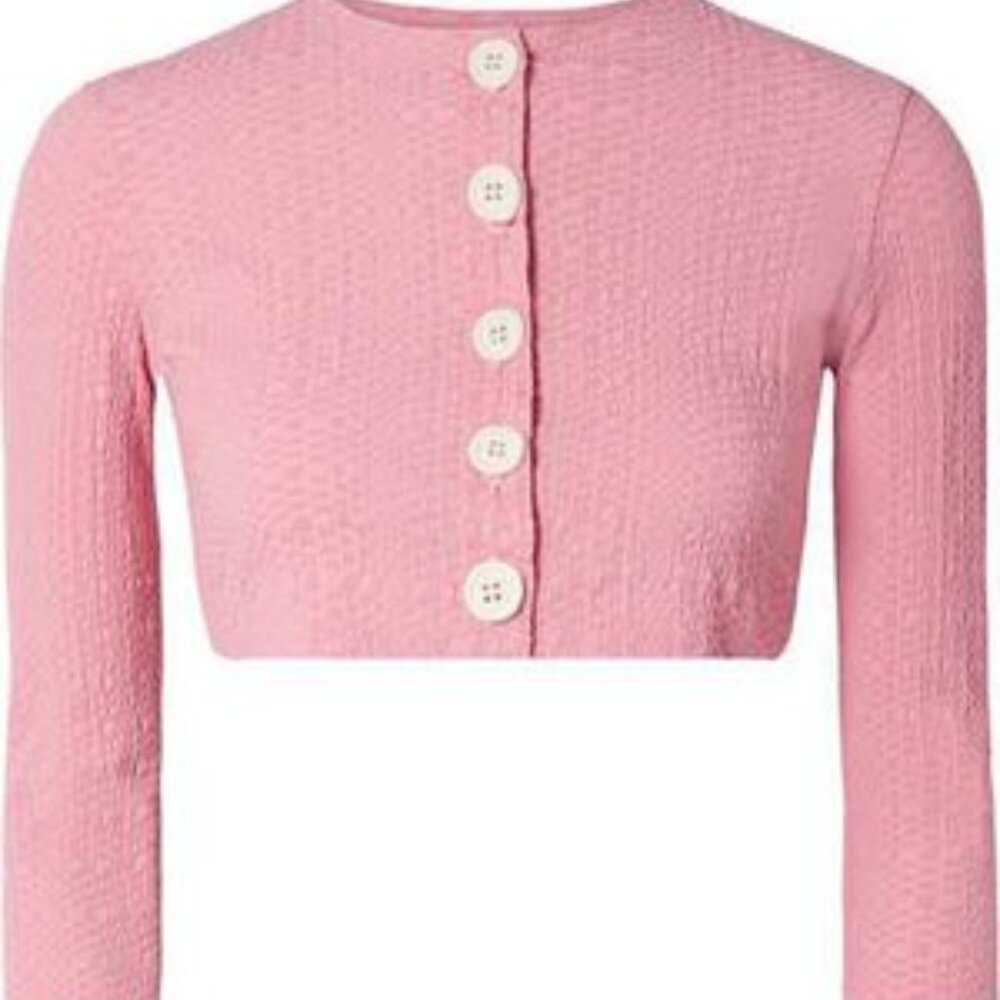 Lisa Marie Fernandez Cardigan Pink Seersucker Swim Cardigan